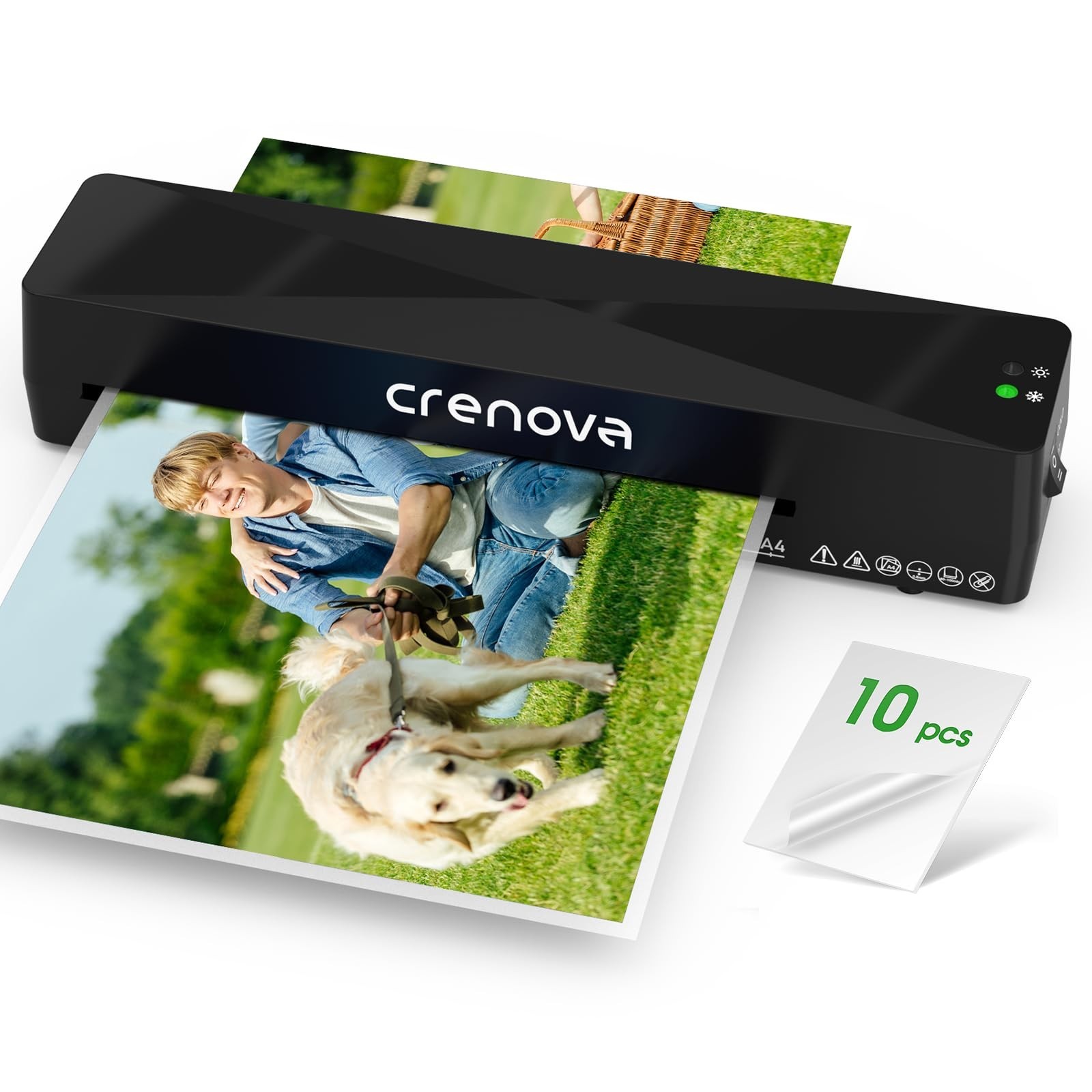 Crenova Laminator Machine with 10 Laminating Sheets, A4 Laminating Machine Ho...