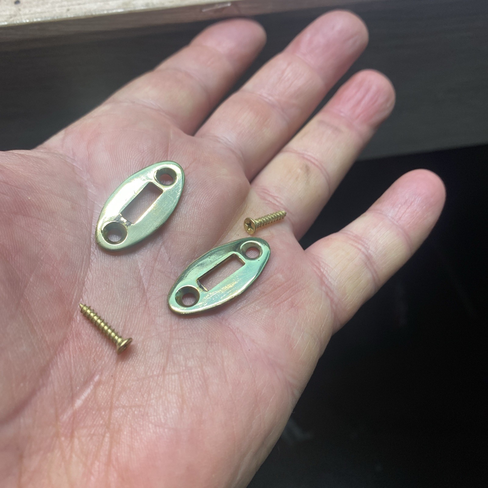 Brass Wedge Plates and Screws Taken from a Frontier Muzzleloader
