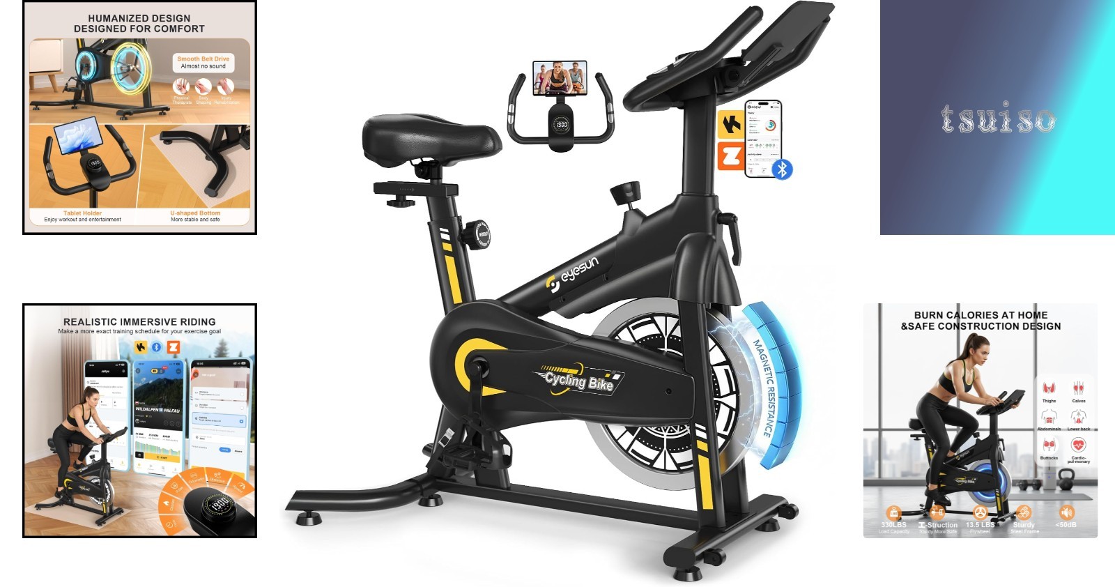 Luxury Exercise Bike for Home with Adjustable Resistance & Bluetooth Integration