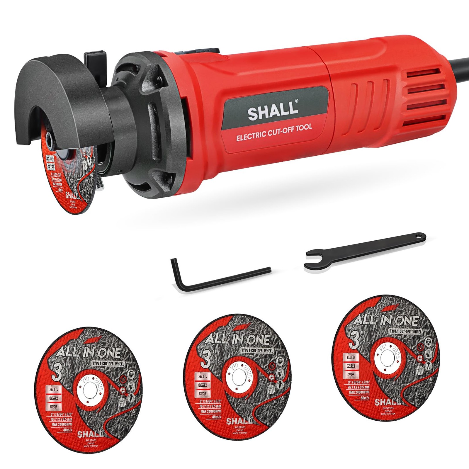 3 Inch High-Speed Cut Off Tool, 3.5 Amp Metal Cutter Tool with 3Pcs Multifunc...