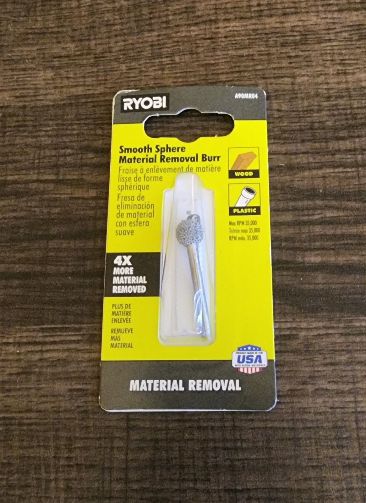 Ryobi Smooth Sphere Material Removal Burr 4X Material Removed