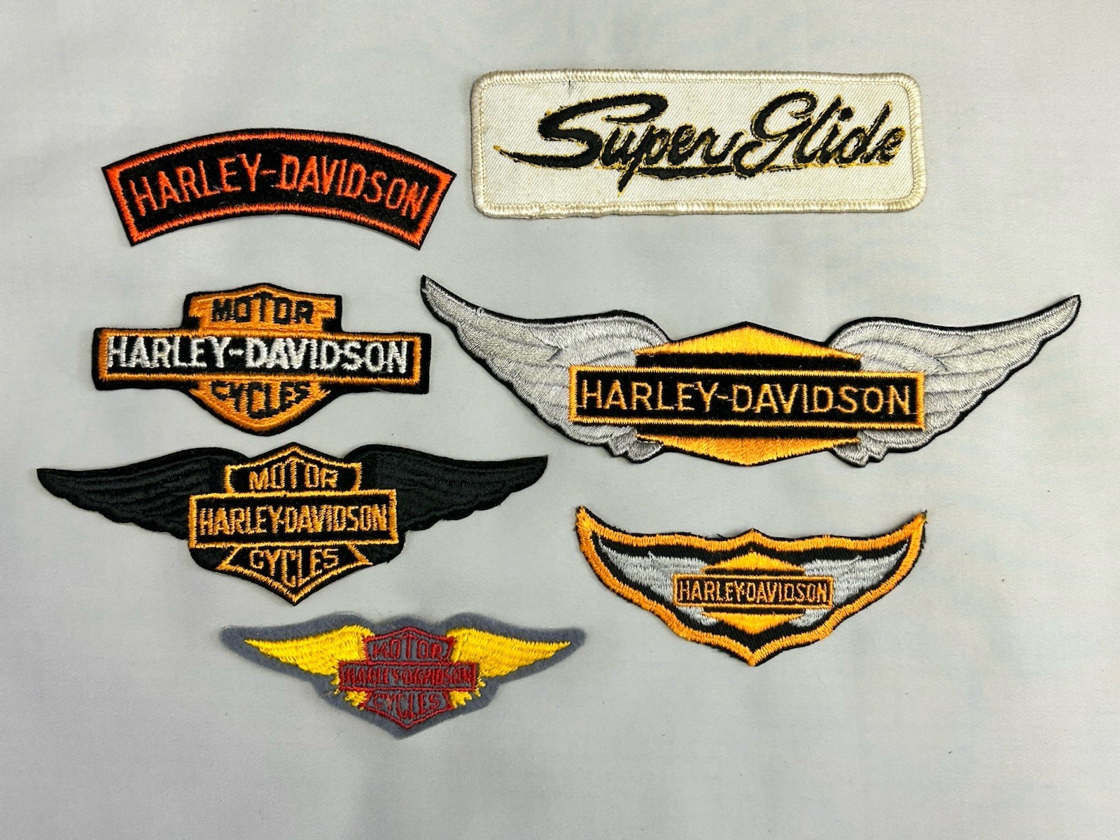 Lot of 7 Vintage Harley Davidson Motorcycles Biker Sew On Patches Embroidered