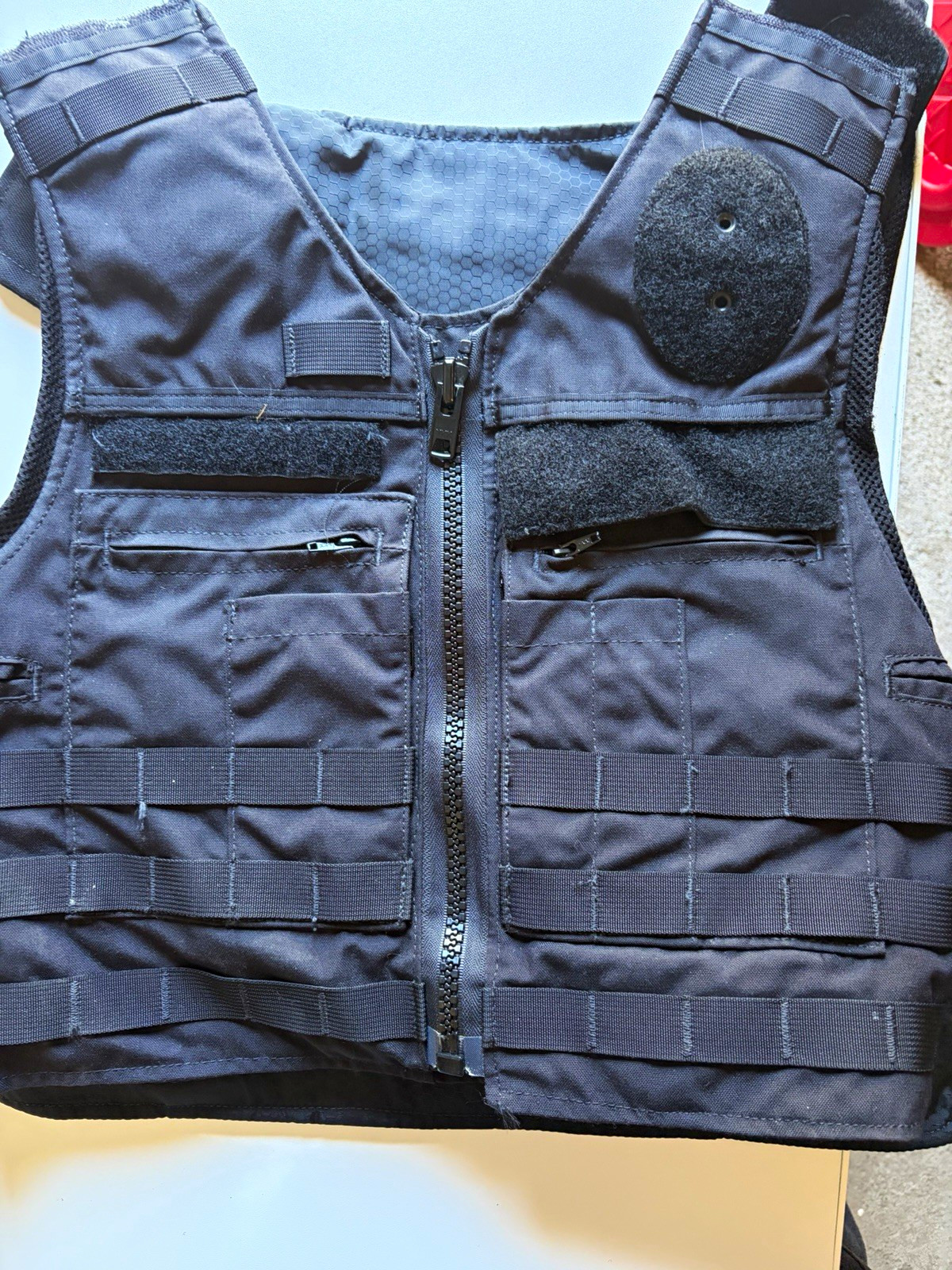 Black Adjustable Nylon Tactical Chest Vest MOLLE Chest Rig Zipper Front