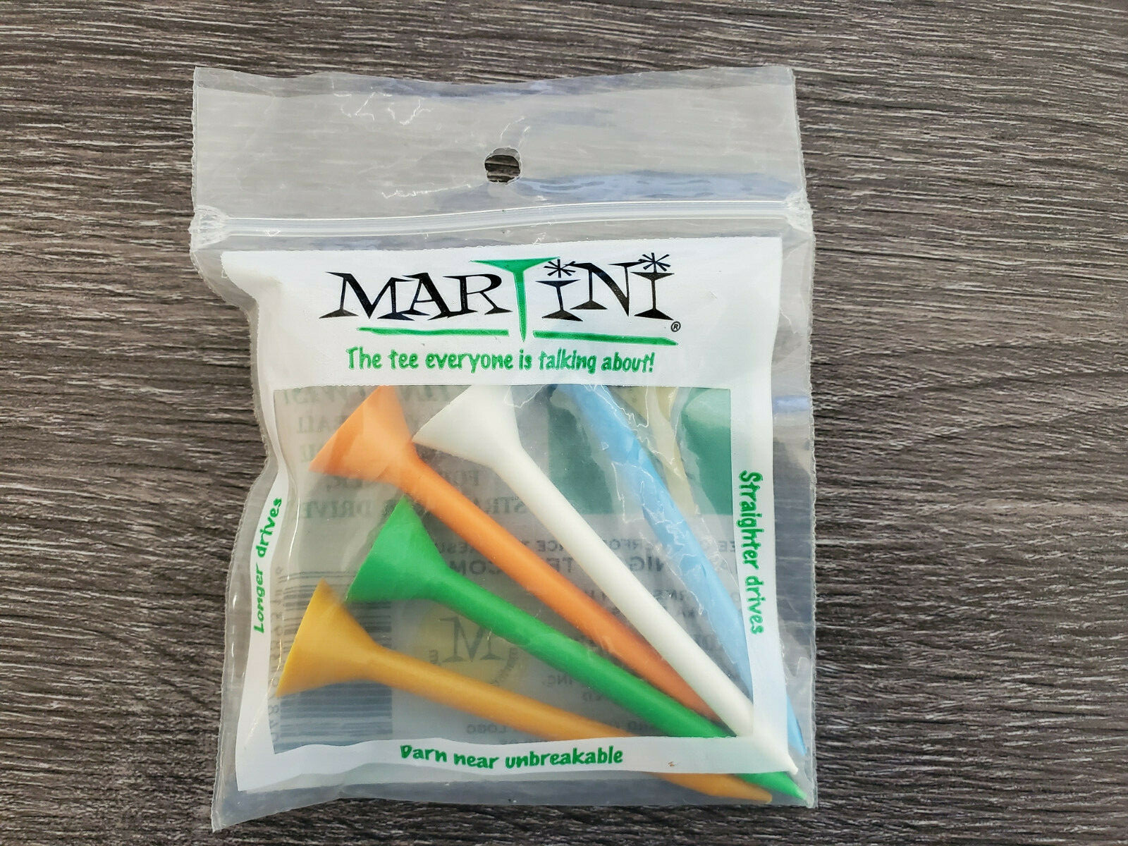 MARTINI Golf Tees 1 pack of 5 assorted color 3 1/4" Longer Drives NEW IN BAG