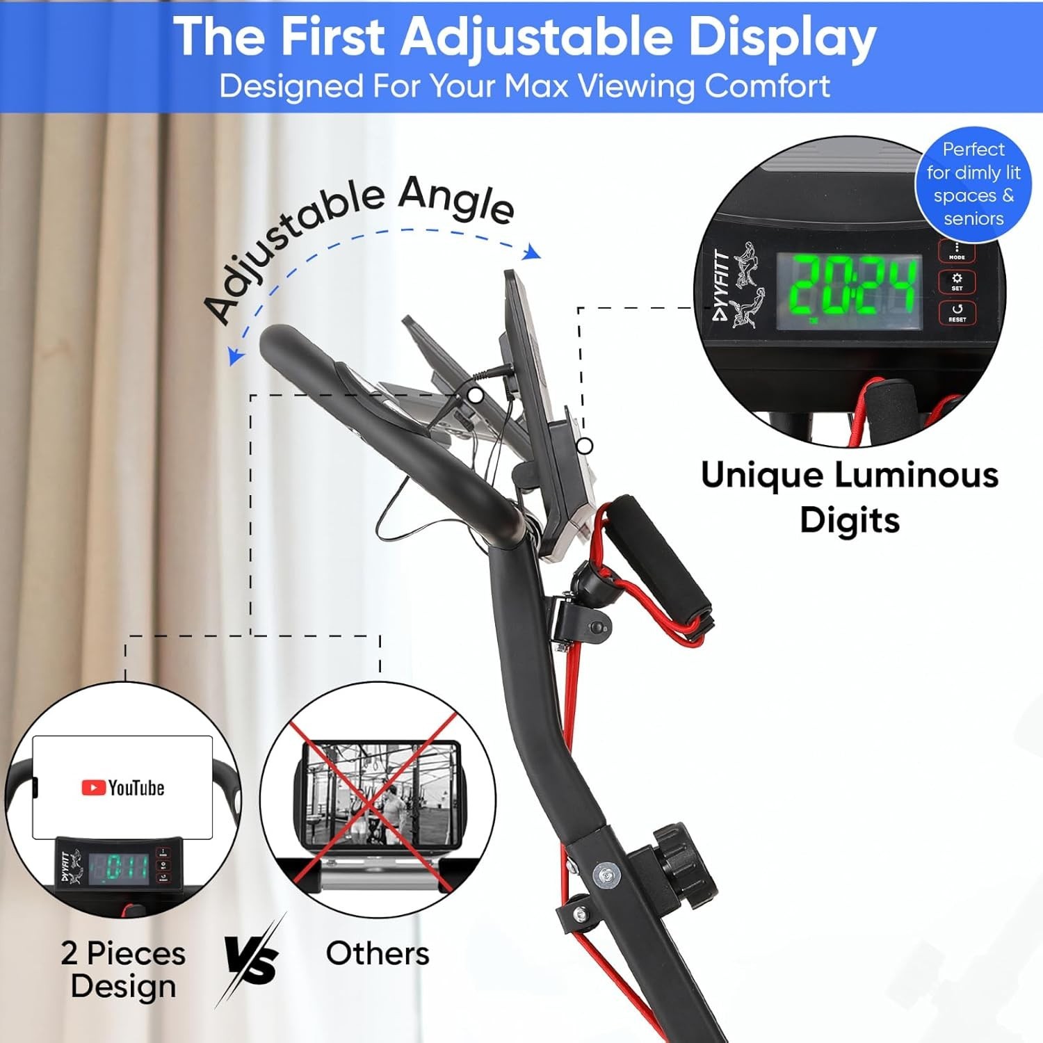 3-IN-1 Exercise Bike with Luminous Digits Display | Folding Stationary Bikes for