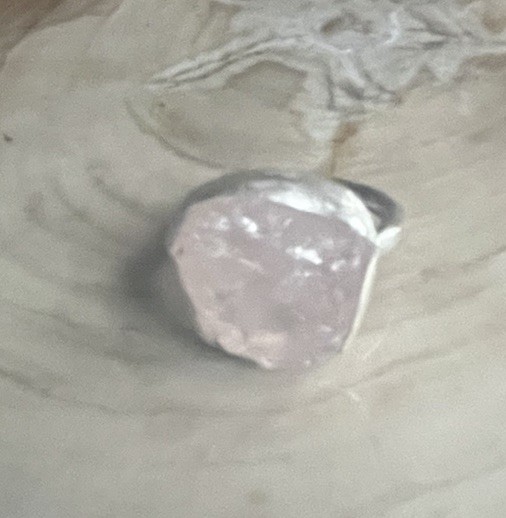 Artesian Made Textured Sterling Silver Rough Rose Quartz Ring Sz 7