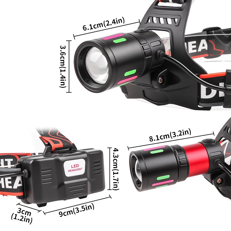 99000000LM Most Powerful LED Zoomable Headlamp Rechargeable Head Torch Headlight