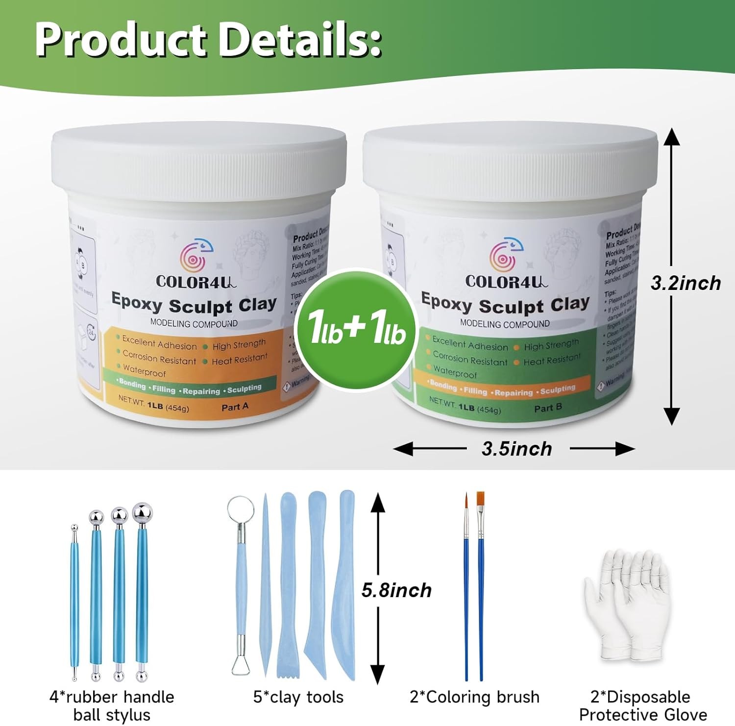 Epoxy Sculpting Clay, 2 lbs White Epoxy Putty