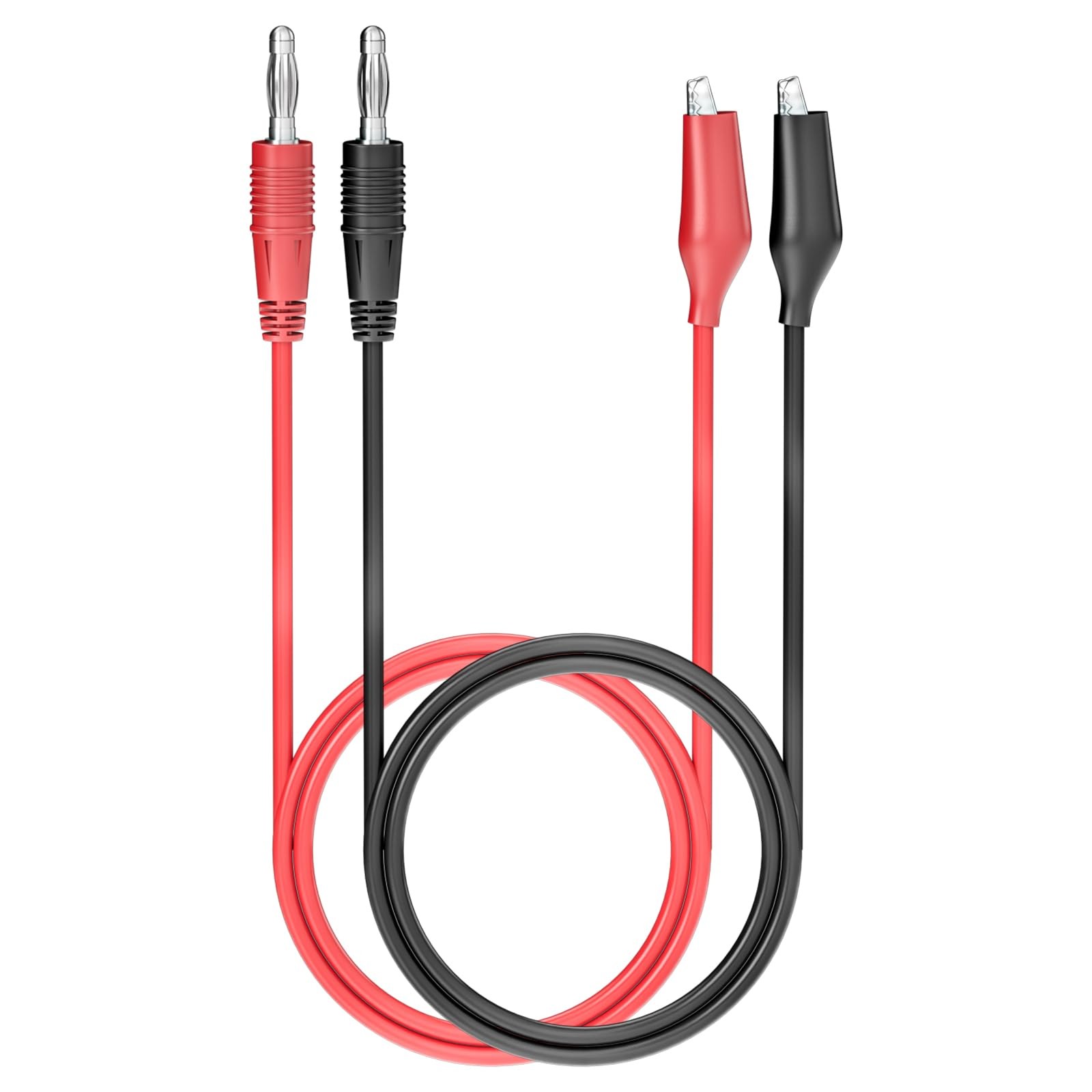 2PCS 4mm Banana Plug to Alligator Clip Test Leads Crocodile Clips Copper Soft ..