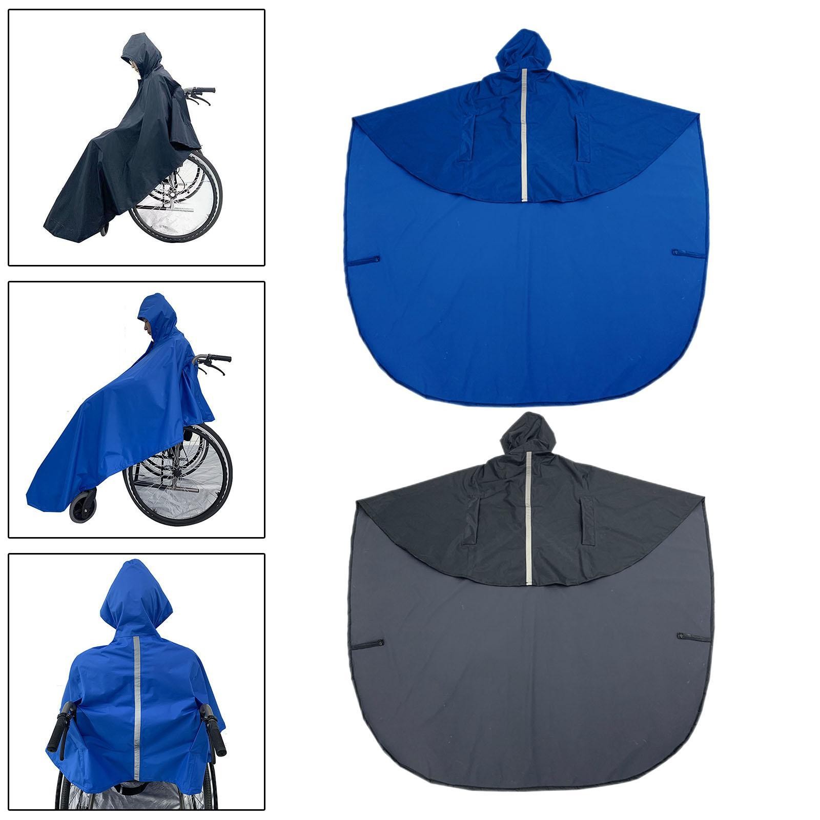 Zippered Wheelchair Poncho Breathable Rain Cape Wheelchair Rain Coat Hooded