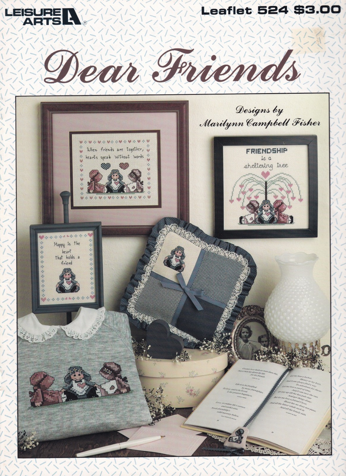 Cross Stitch Pattern Leaflet DEAR FRIENDS Leisure Arts 524