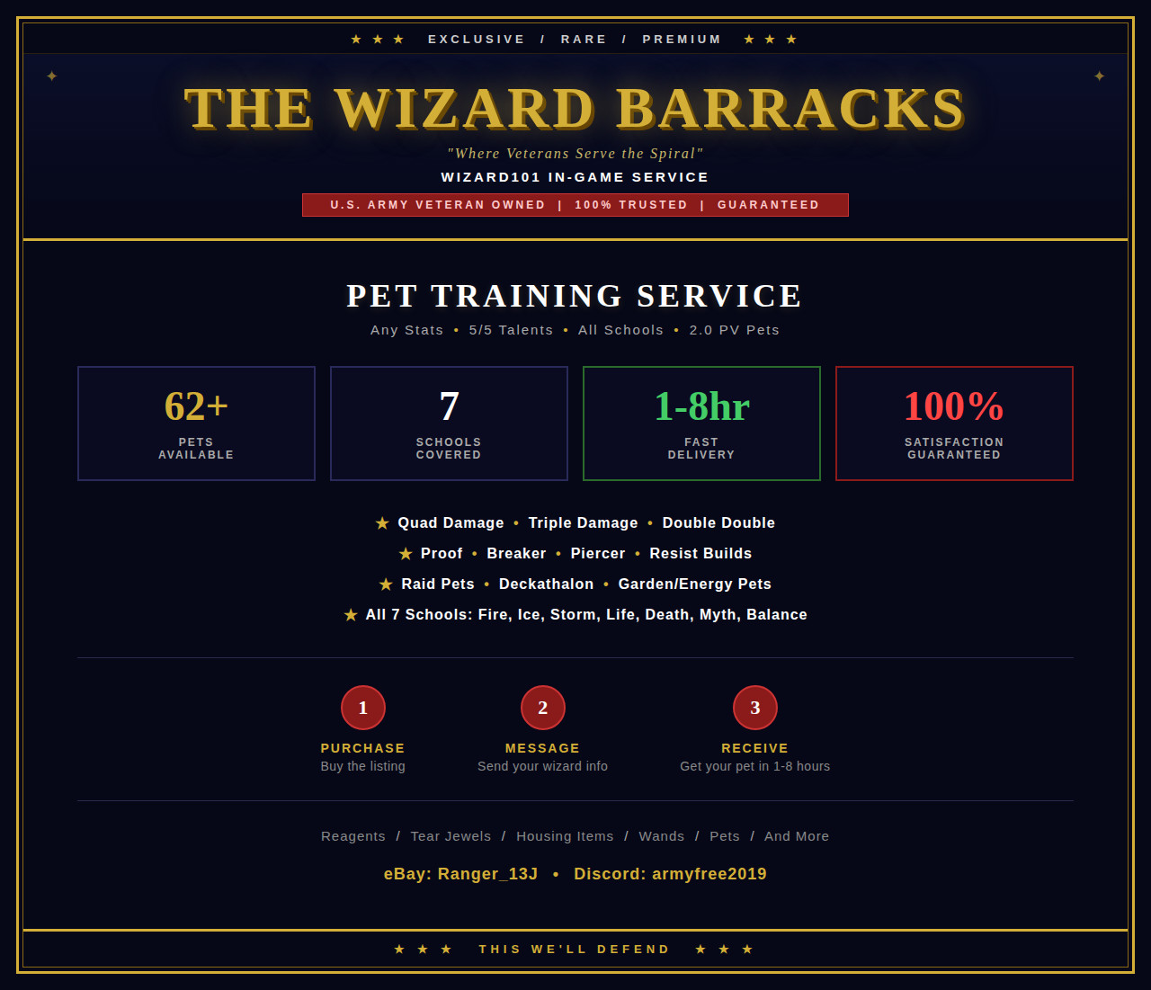 Wizard101 In-Game Service: The Wizard's Barrack's (LOOK AT DESCRIPTION)
