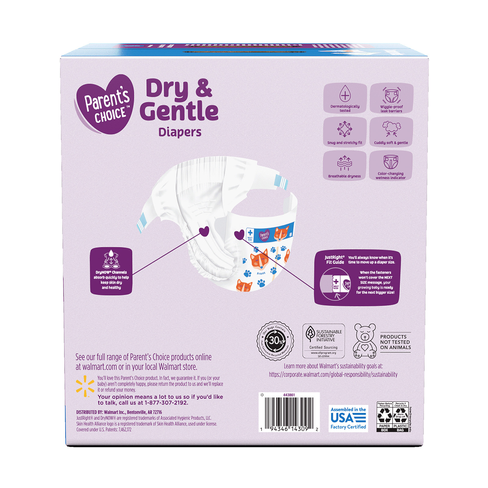 Parent's Choice Dry & Gentle Diapers Size 8, 64 Count (Select for More Options)