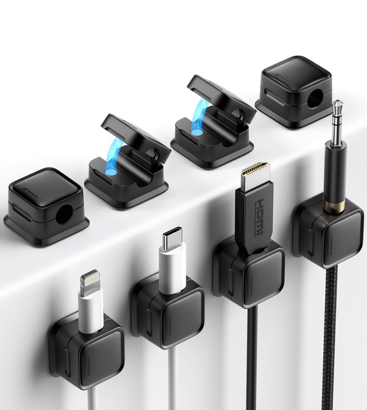 8 Pack Adhesive Cord Organizer – Adhesive Cable Holder for Car, Home, Office