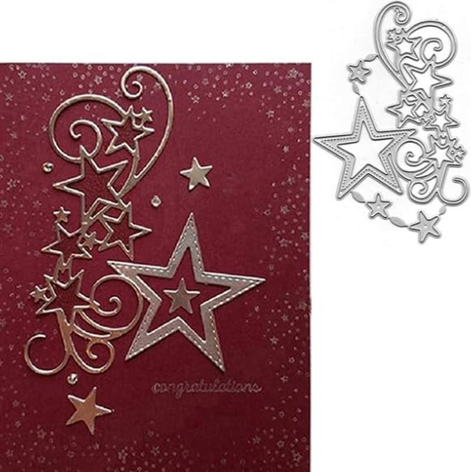 1Pc Silver Star Cluster Edge Cutting Dies for Card Making, Scrapbooking Die-C...