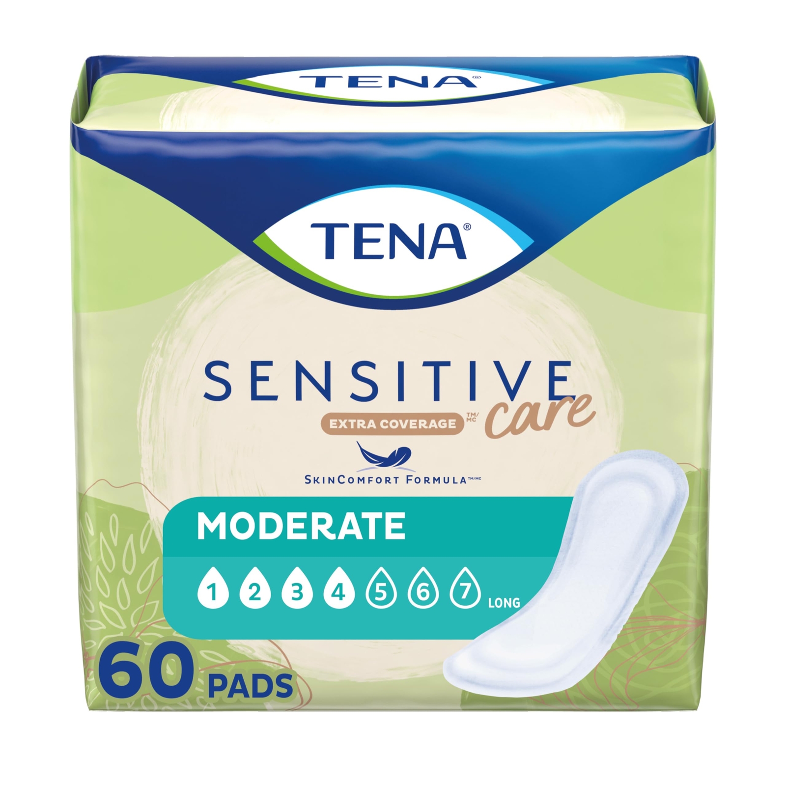 Tena Intimates Moderate Long Incontinence Pads 60 Count Breathable Protection