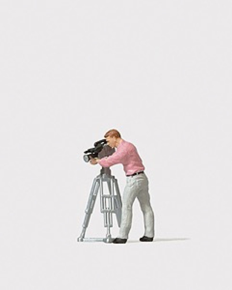 Preiser HO Individual Figures, Working People Camera Man w/Movie Camera 28086