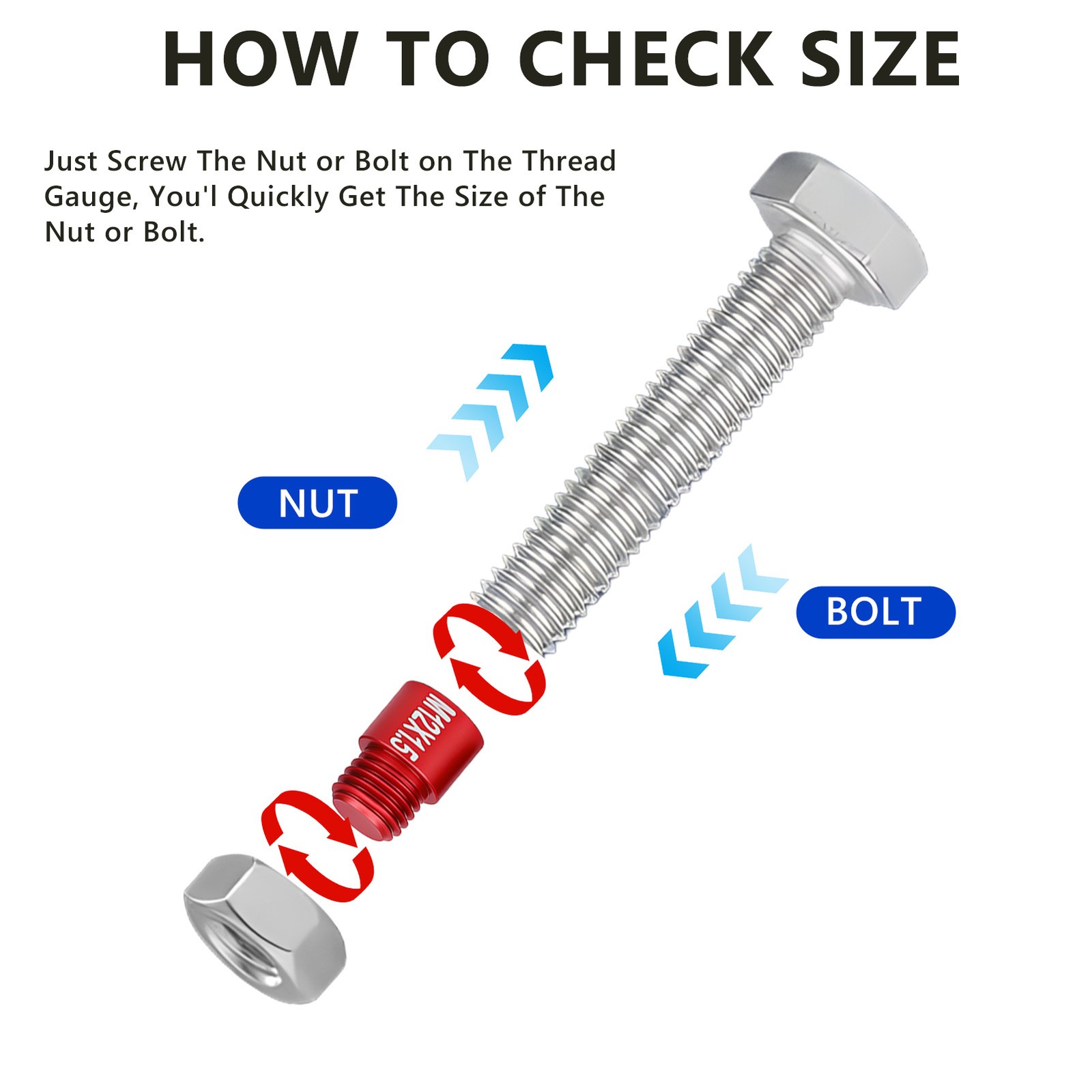 52pcs Inch & Metric Set Nut & Bolt Thread Checker Identifier Thread Gauges Box