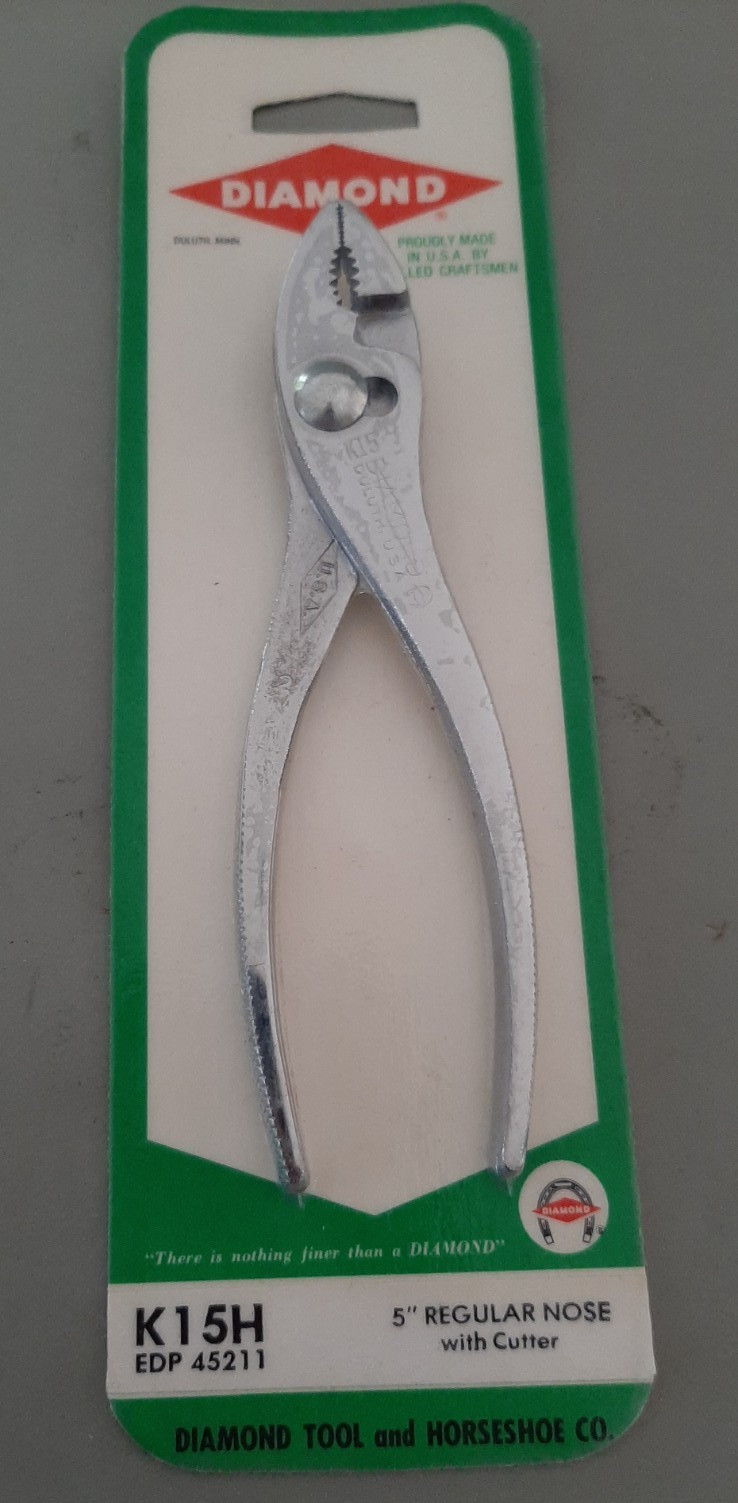 NOS Diamond Tool Horseshoe Regular Nose w/ Cutter Slip Joint Pliers K15 K15H 9R