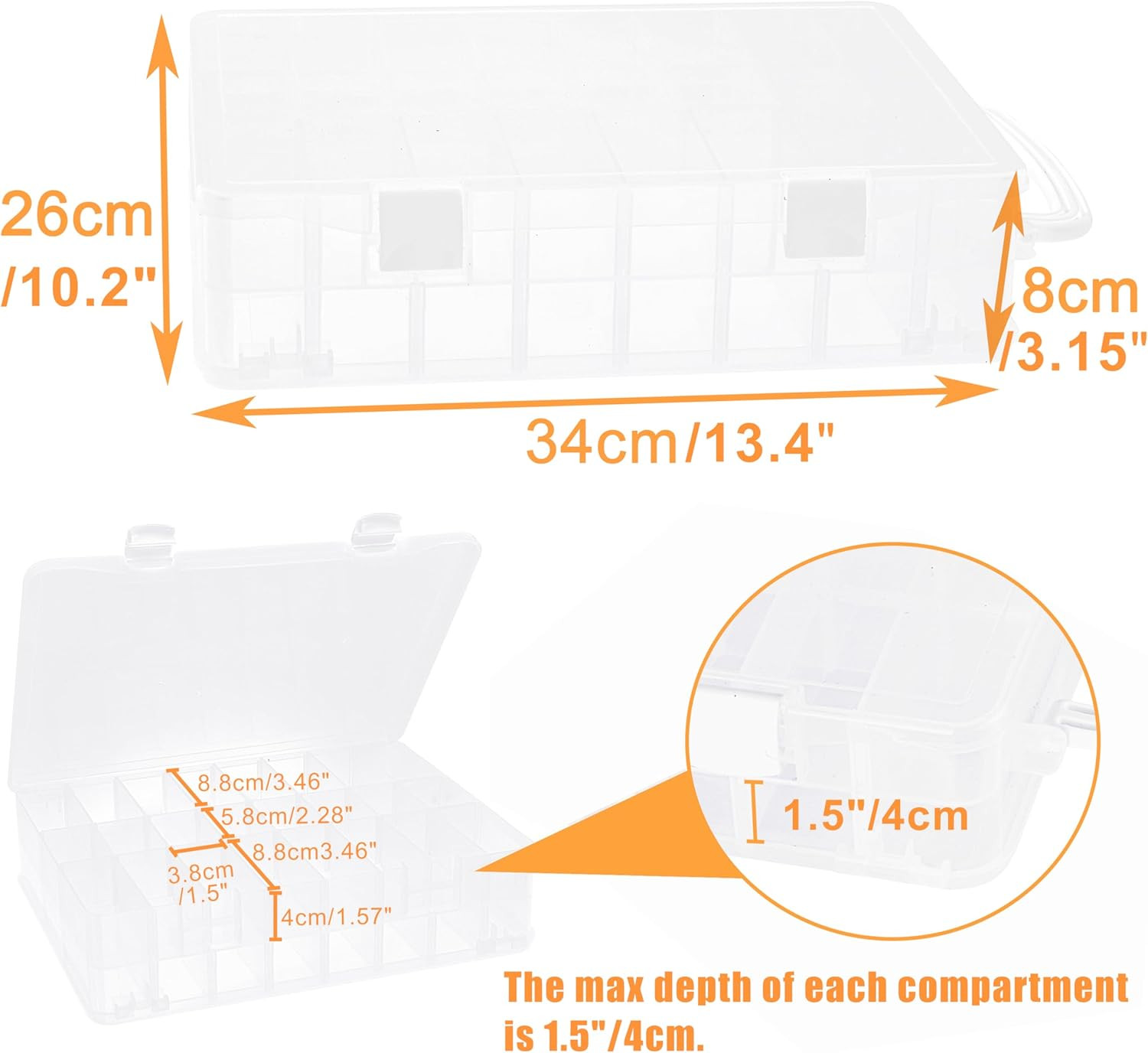 Double-Sided Storage Organizer/Box with Total 48 Adjustable Compartments, Remova