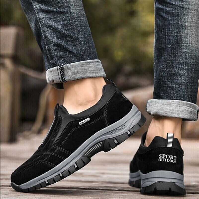 Mens Hiking Shoes Slip On Sneakers Outdoor Wide Width Comfort Walking Loafers