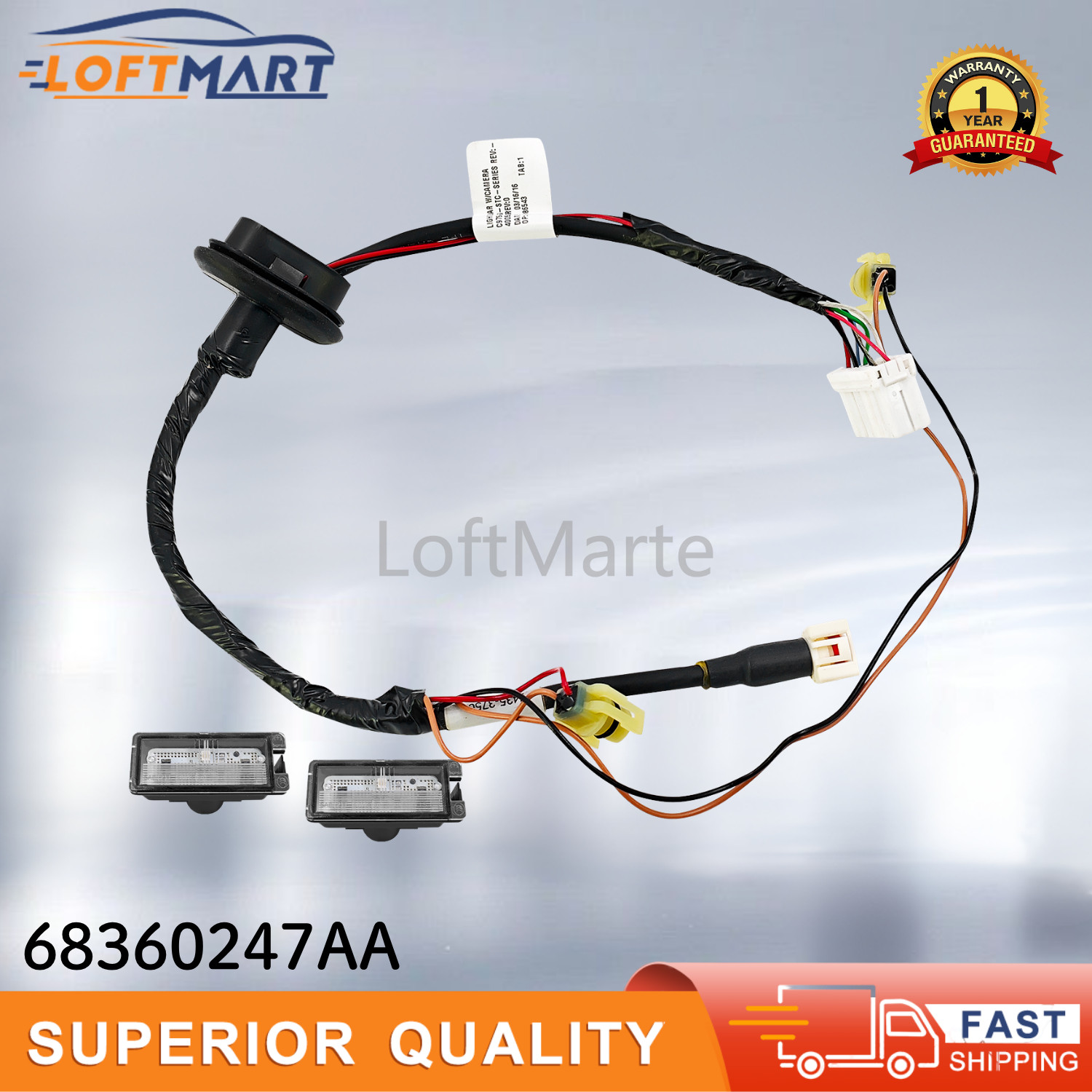 License Lamp Wiring 68360247AA For 2014-2016 Jeep Grand Cherokee Rear Plate