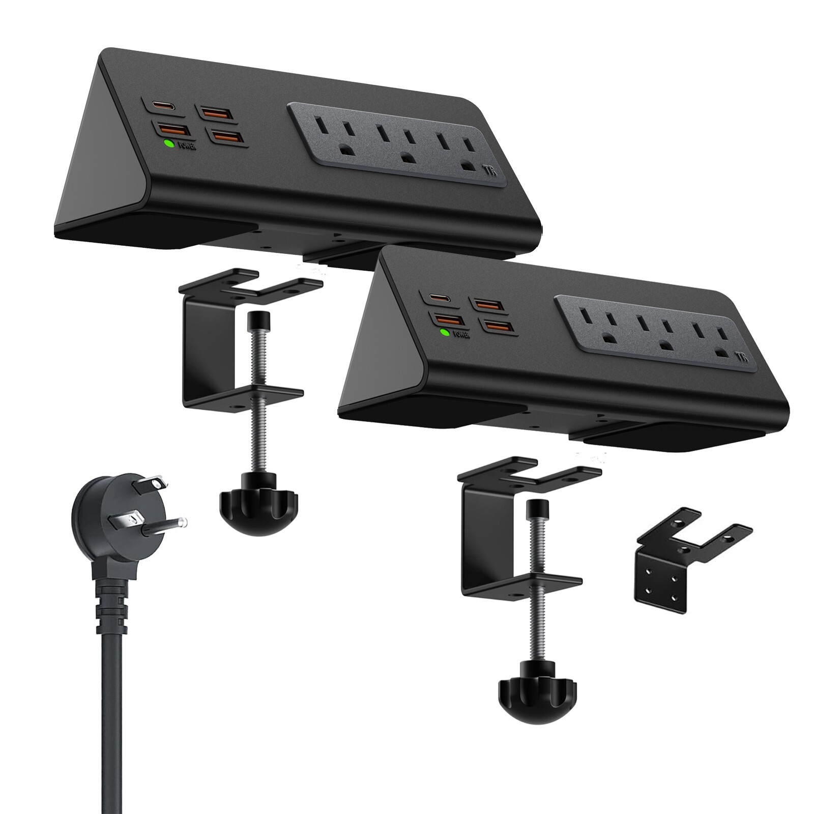 Home Office & Hotel Essential: Edge-Mount Power Strip with 3 AC 4 USB and USB-C