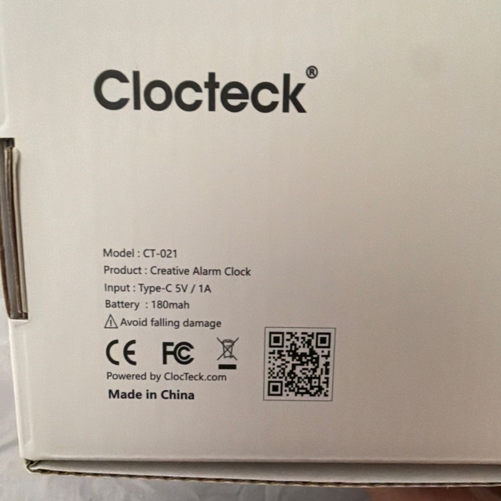 ClocTeck CT-021 Digital Alarm Clock, Pink/Gray, Rechargeable Battery, Plastic