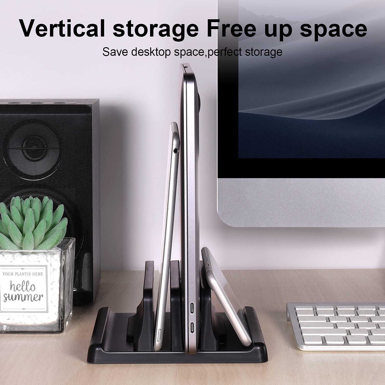 Adjustable Laptop Stand Vertical Notebook Holder ABS Plastic Space Saving Deskto