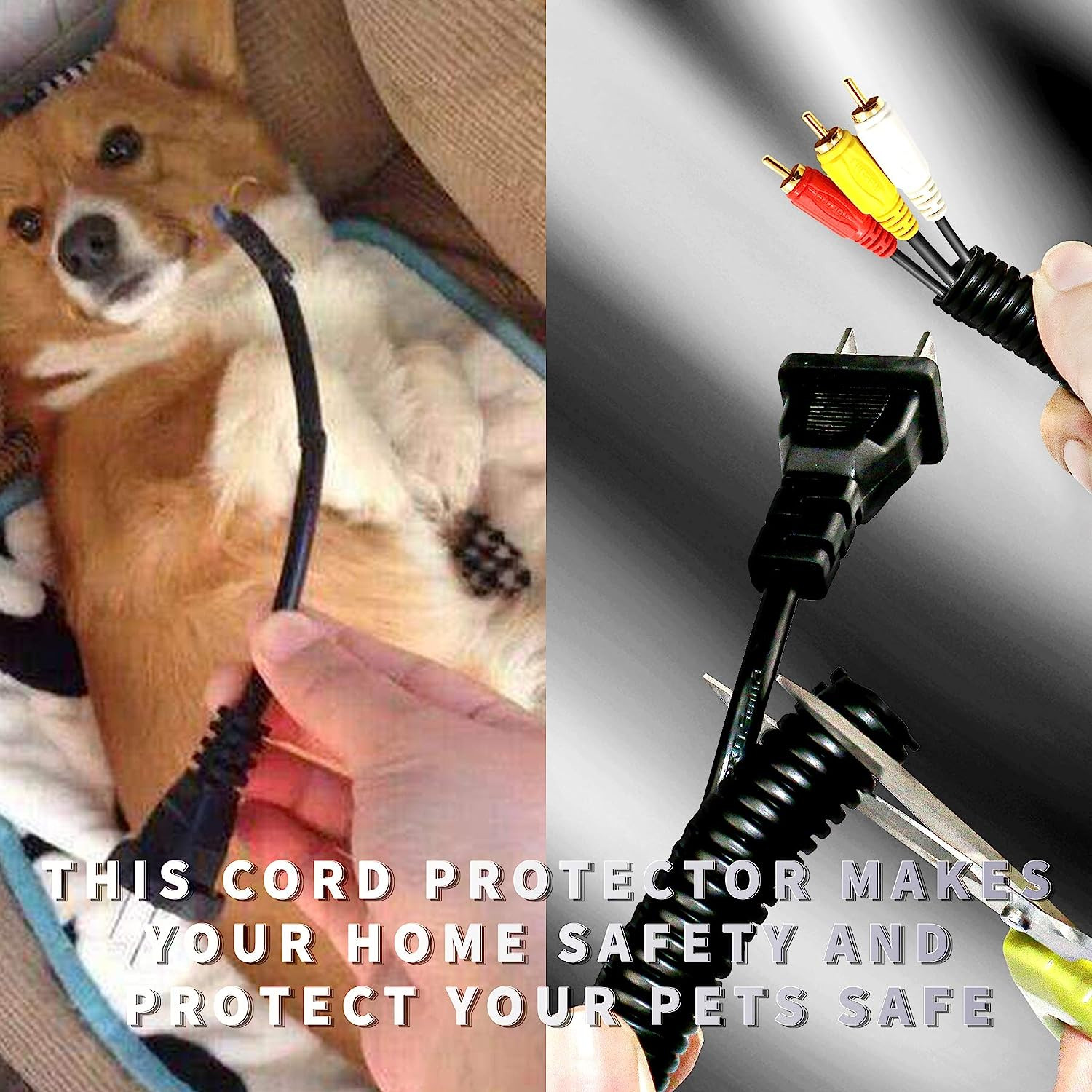 30 Ft Dog Cat Cord Protector Electric Wires Covers Wire Loom Tubing Protect Wire