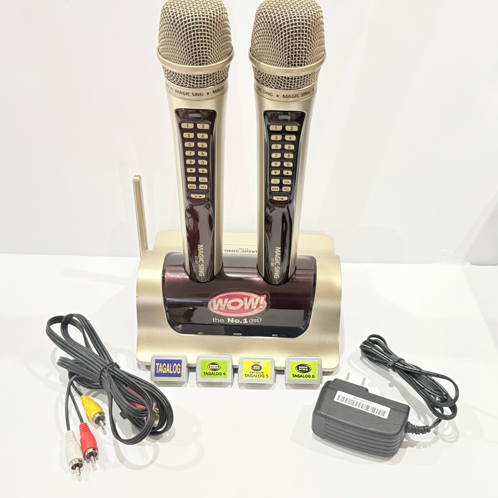Magic Sing ET18K Karaoke System 2 Wireless Mics & 4 Tagalog Song Chips Tested