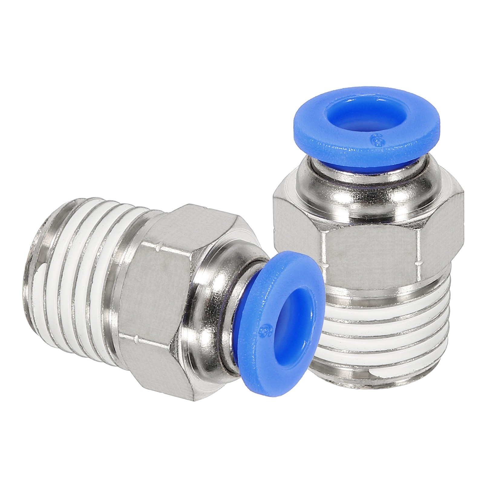 2 Pcs NPT Male 6mm Tube OD x 1/4" NPT Thread Push to Connect Fittings, Blue