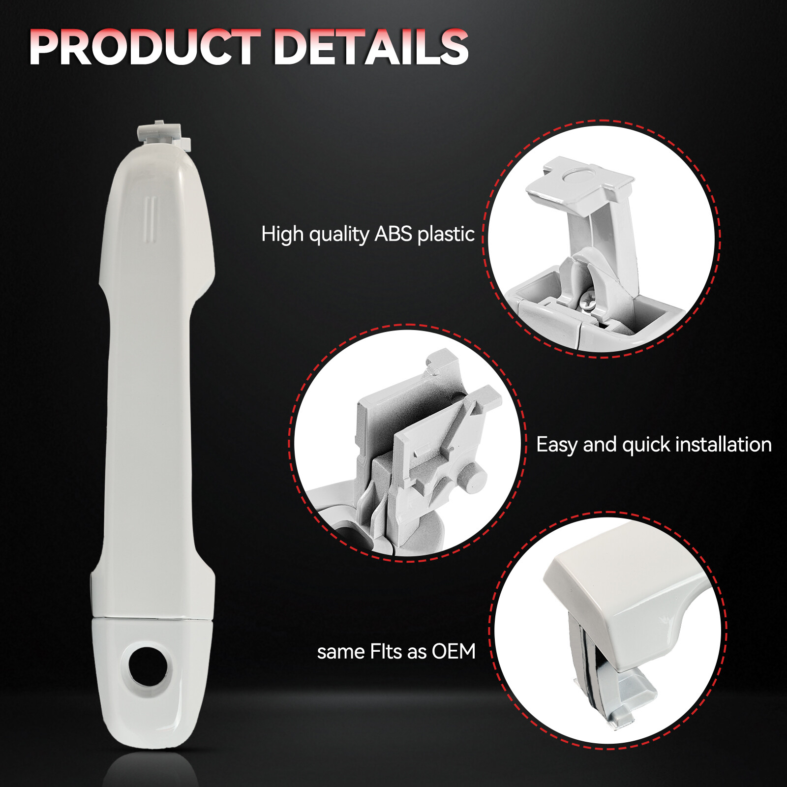 White Door Handle Outside Front Left Driver Side For Toyota Camry 2012-2017