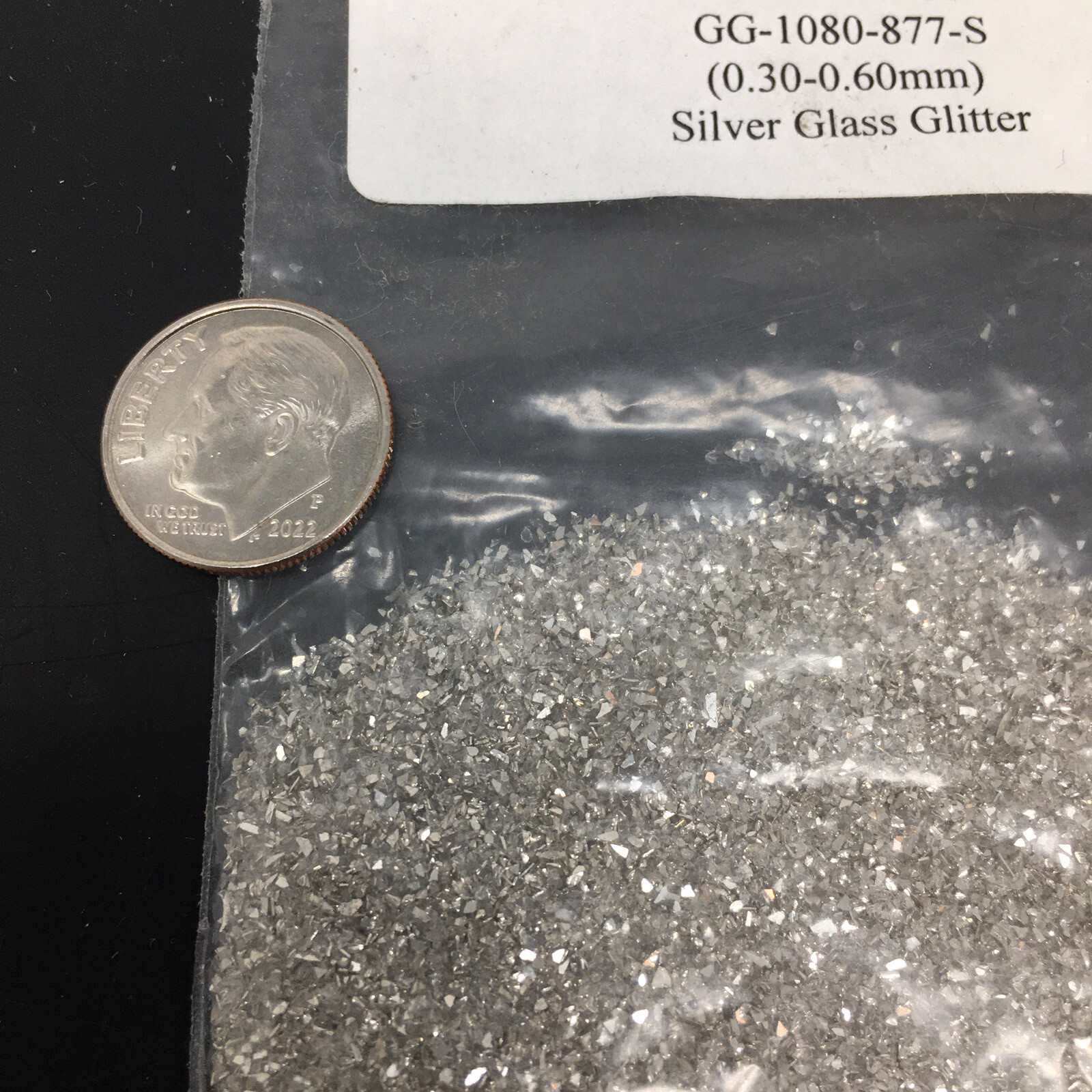 0.6 oz of Silver Glass Glitter (.30-.60mm) GG-1080-877-S Ceroglass Technologies