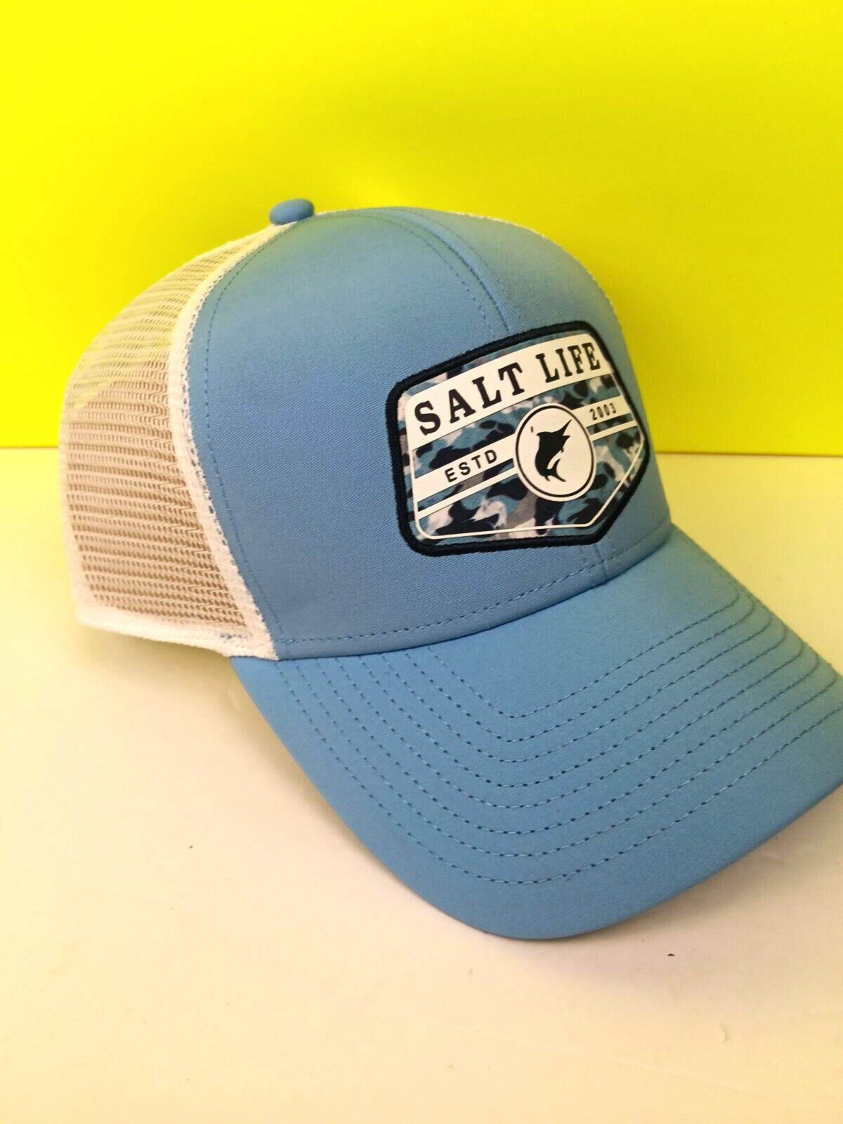 SALT LIFE FISHING CAP, LIGHT BLUE, NEW! SNAPBACK, ADJUSTABLE, MSRP $28, NICE!