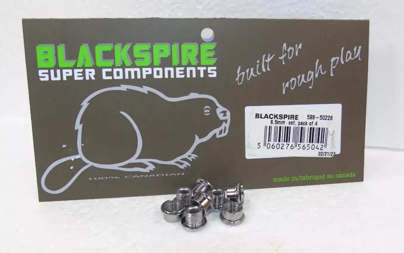 *No Import Fees* Blackspire 1x Chainring Bolt Set (4), 6.5mm, Steel, Silver, New