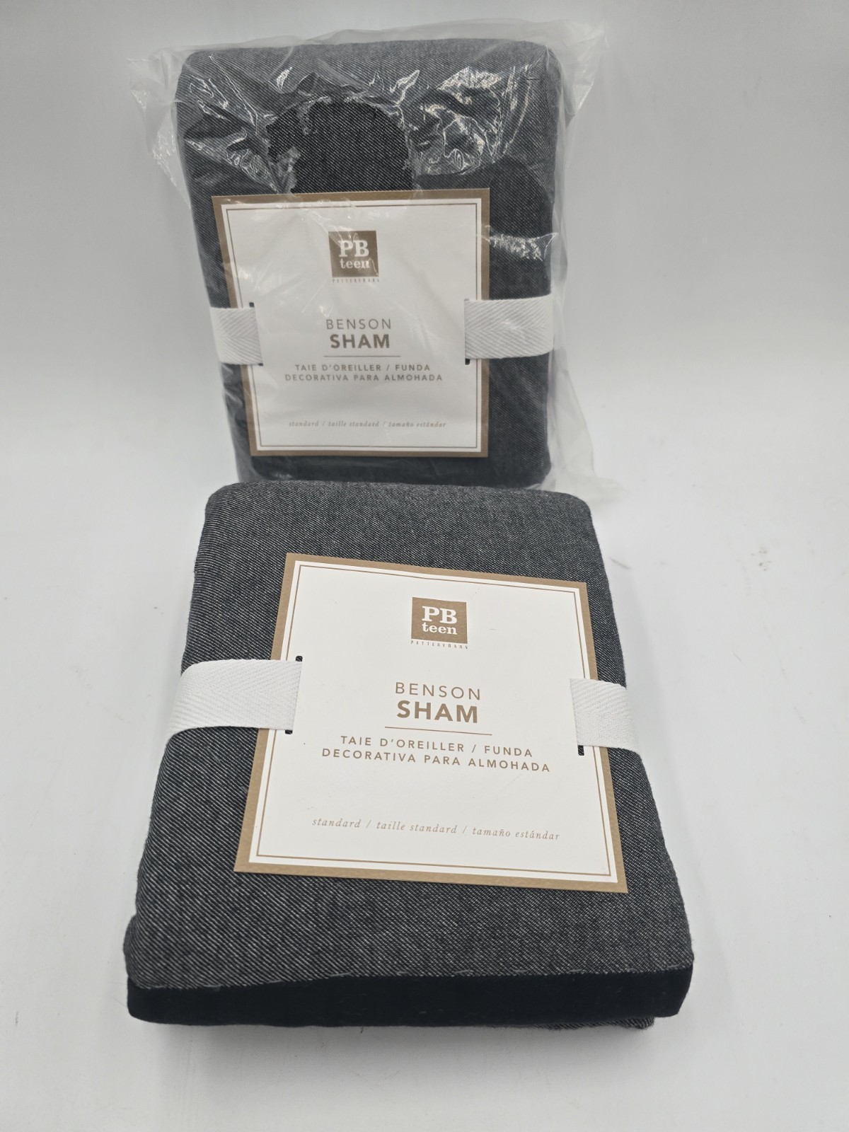 2 PC PB Teen Benson Standard Shams Black and Gray
