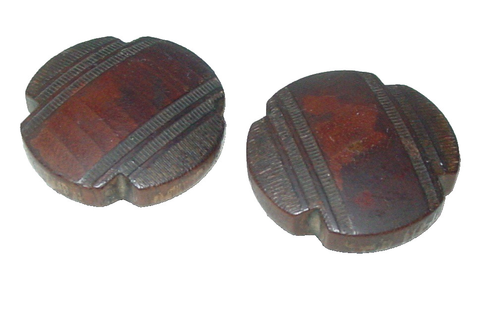 2 Vintage Wood Radio Audio Control Turn Knobs Art Deco Matched Pair Parts USA