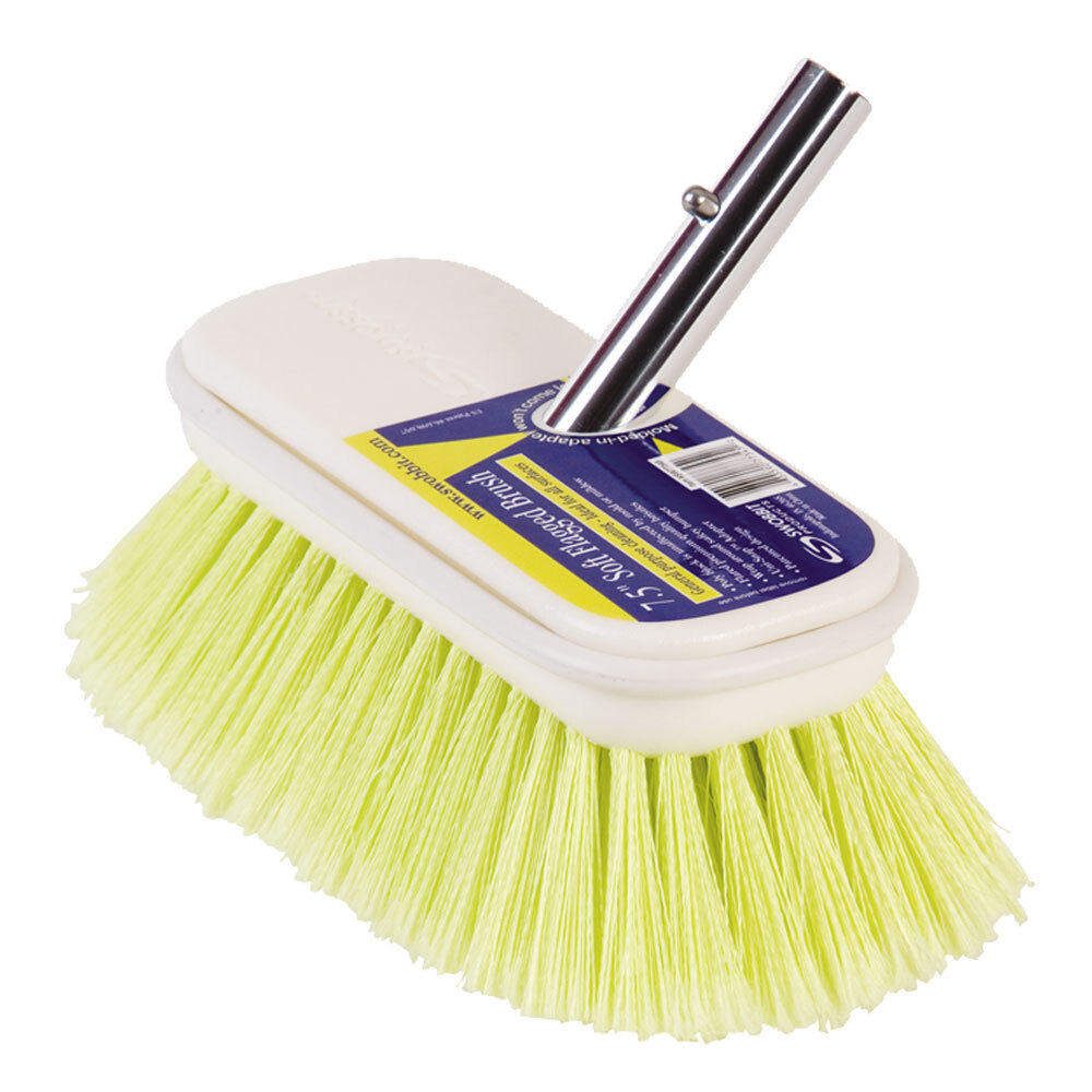 Swobbit Pole 7.5 inch Soft Flagged Boat Deck RV Cleaning Brush Attachment Yellow