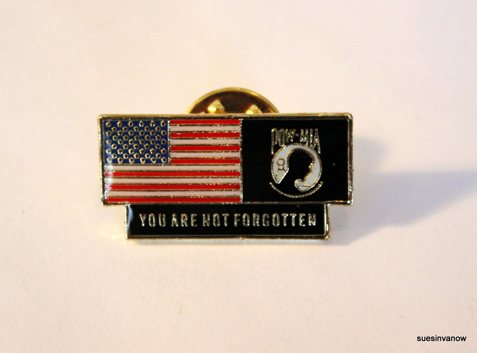 Motorcycle Hat Pin POW MIA Biker Enthusiast Miliary American Flag Vietnam Tac
