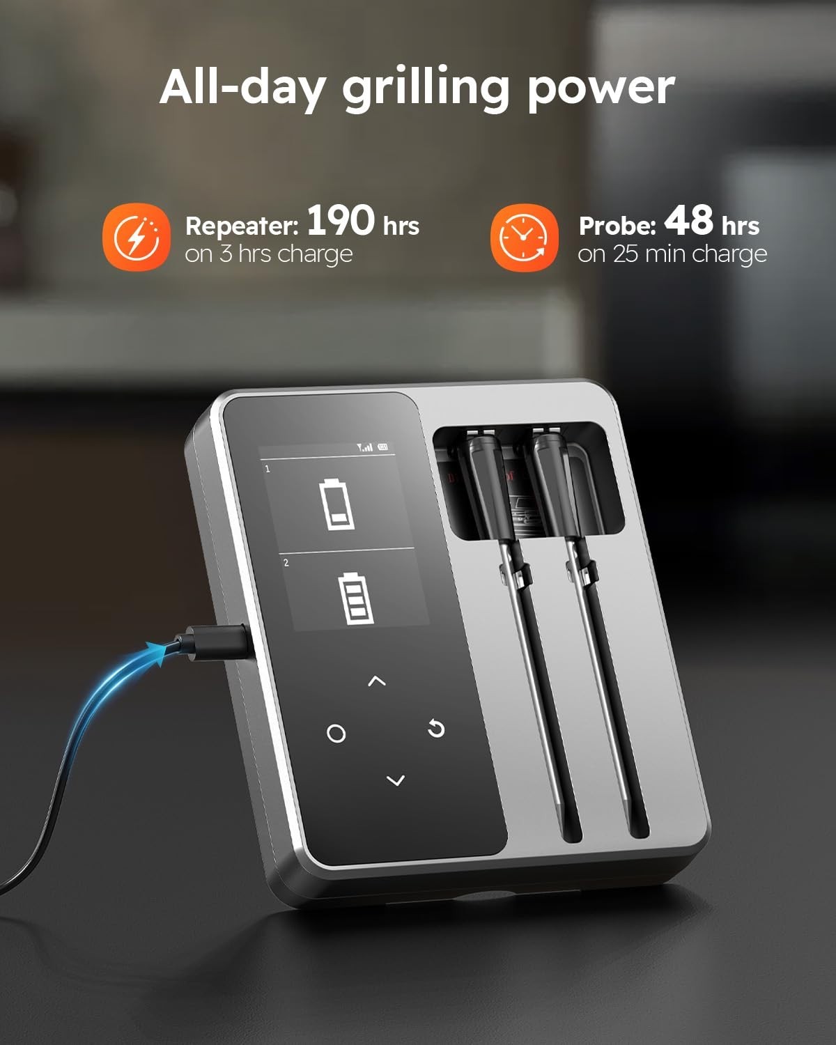 Smart Wireless BT Meat Thermometer 2 Probes 6 Sensors Instant Read App Control