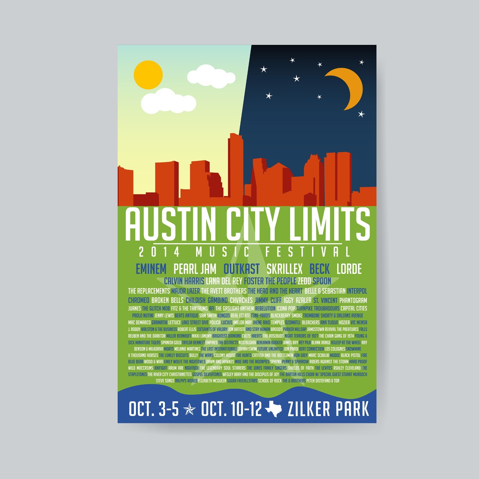2014 Austin City Limits Music Festival ACL Concert Poster 13x19 Eminem Lorde