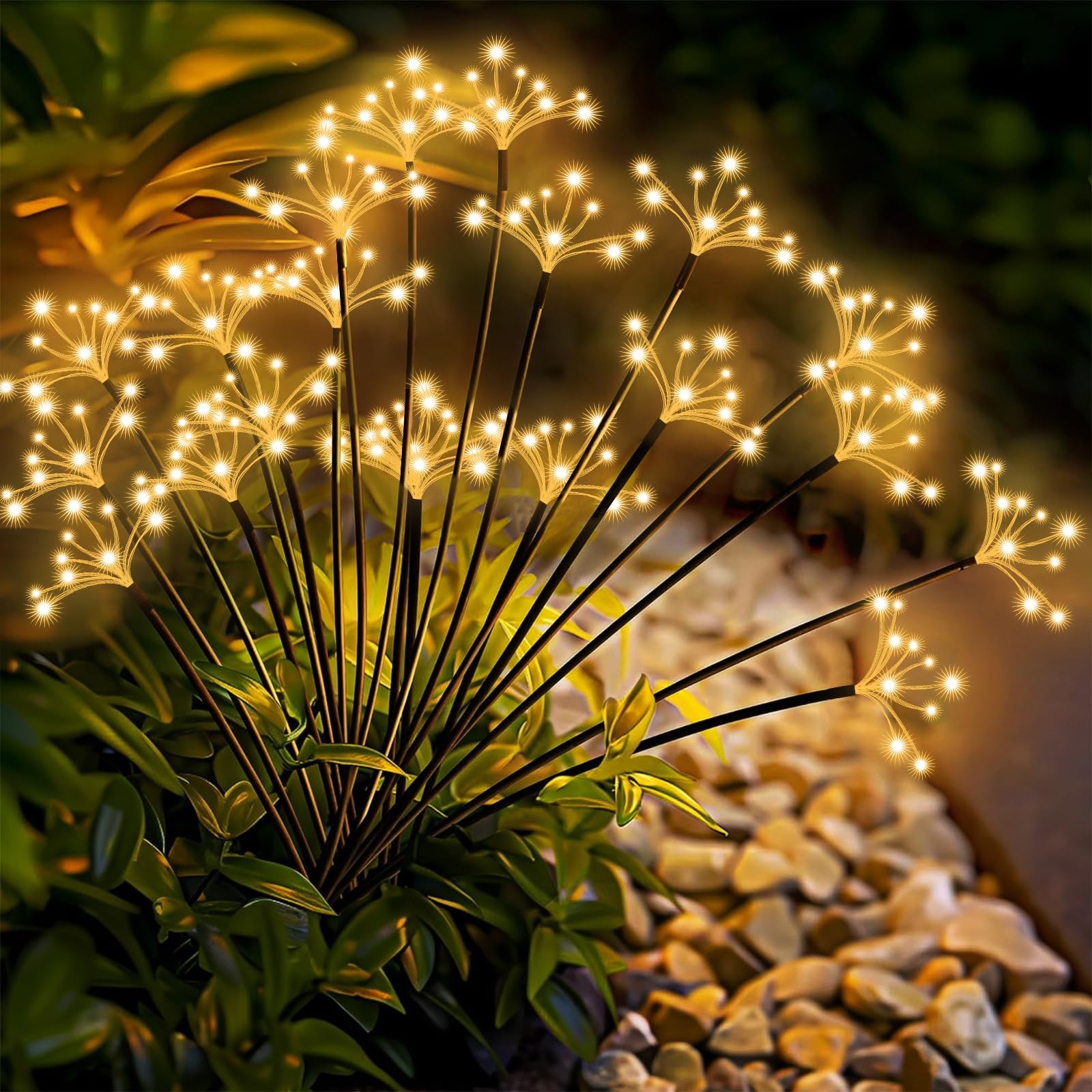 Slyuexu Solar Garden Lights 2 Pack Waterproof Swaying 2 Pack, Warm White