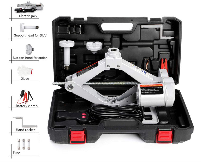 3T 12V Electric Car Jack Kit, Auto Lift for Sedan & SUV Tire Repair Tool