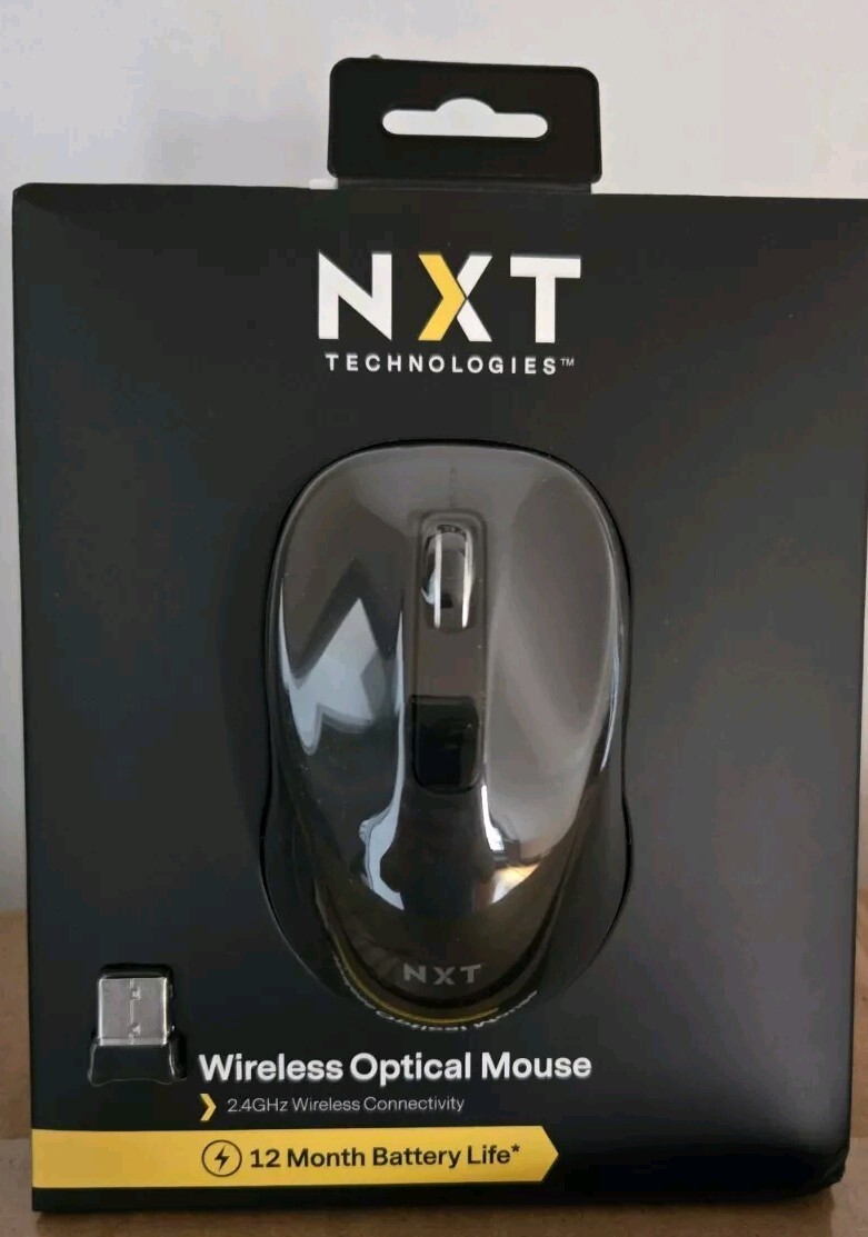 NXT Technologies Wireless Optical USB Mouse Black NX60885 New Sealed Box