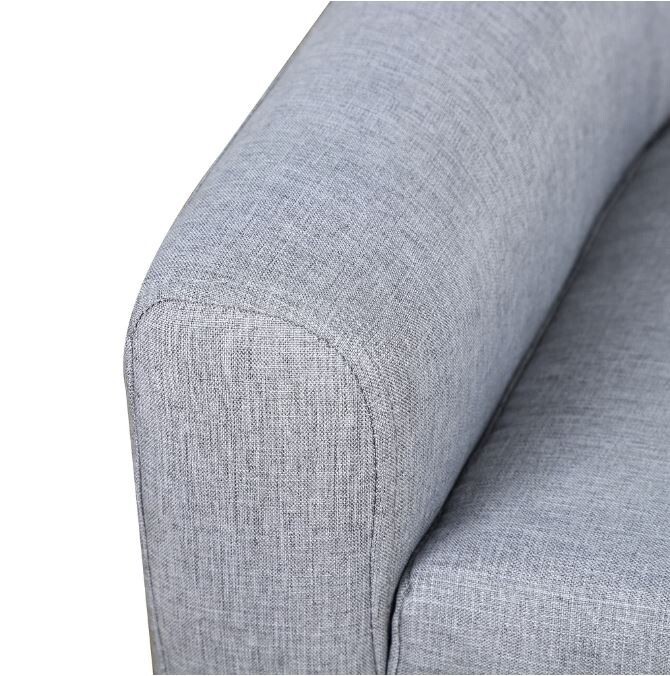 Kids Sofa Linen Fabric Wooden 2 Seat Arm Rest Children Lounge Chair Cozy Grey