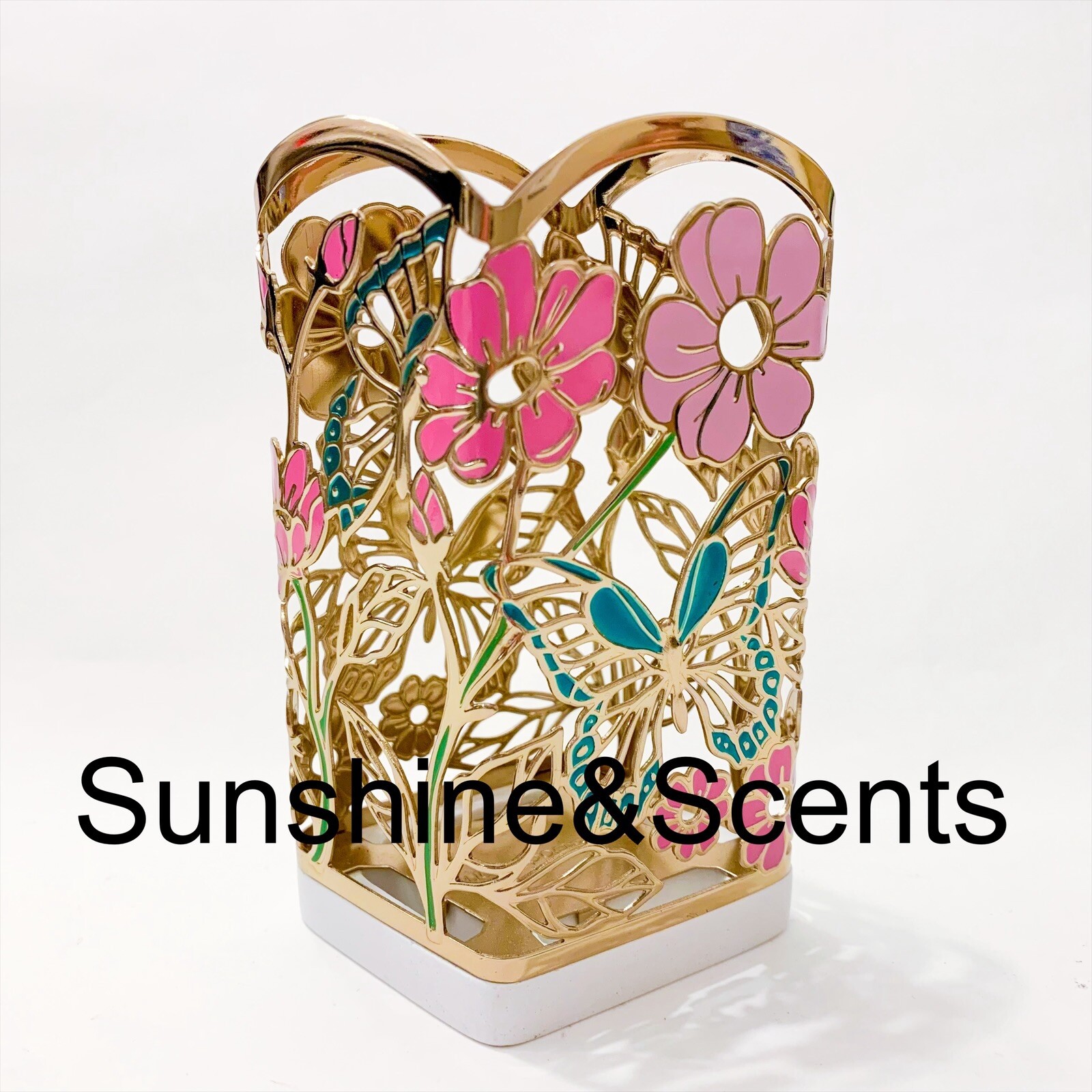 1x Bath & Body Works BUTTERFLIES IN THE GARDEN Metal Foaming Soap Holder Sleeve