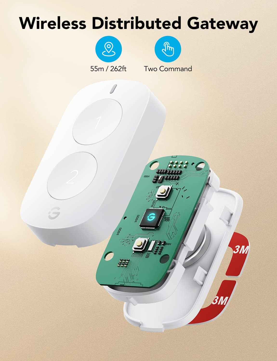 Smart Mini Double Button Switch, Group Control Multiple Devices | Versatile Wire