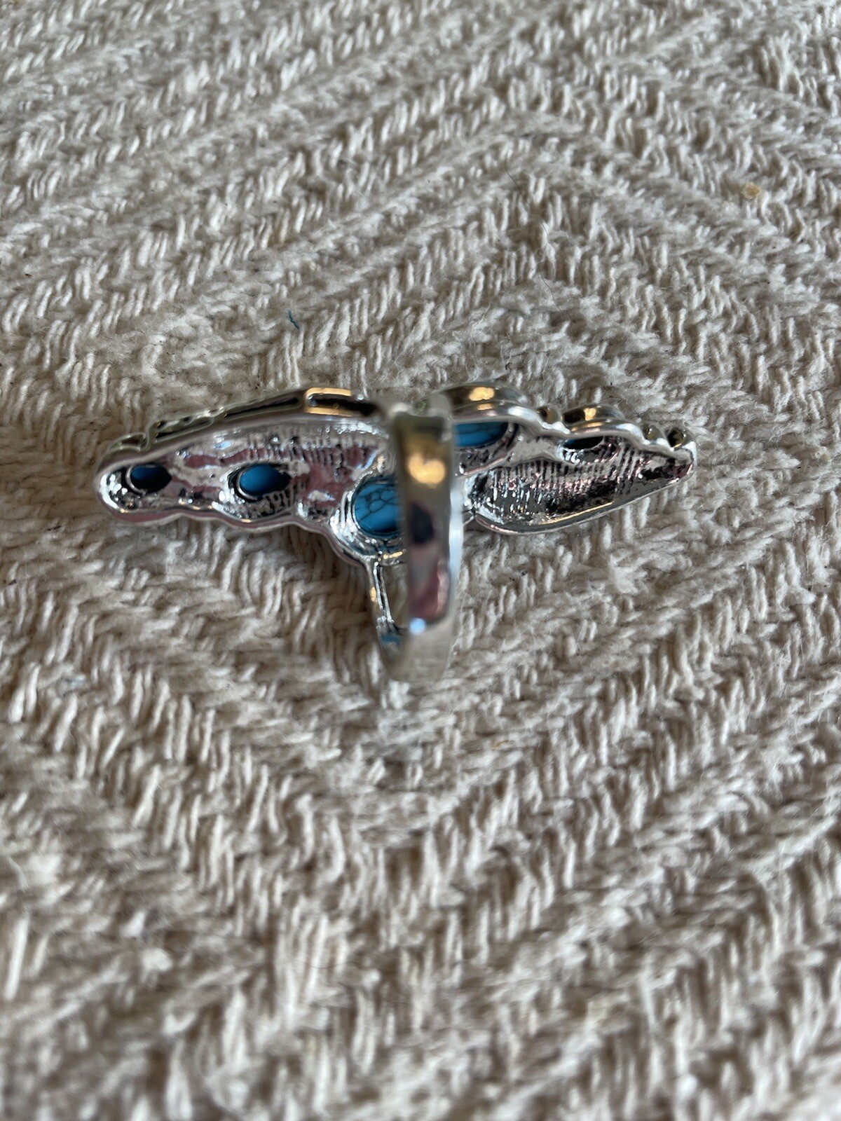 BOHO Silver Elegant Charms Turquoise Ring Sz 6.5 NWOT