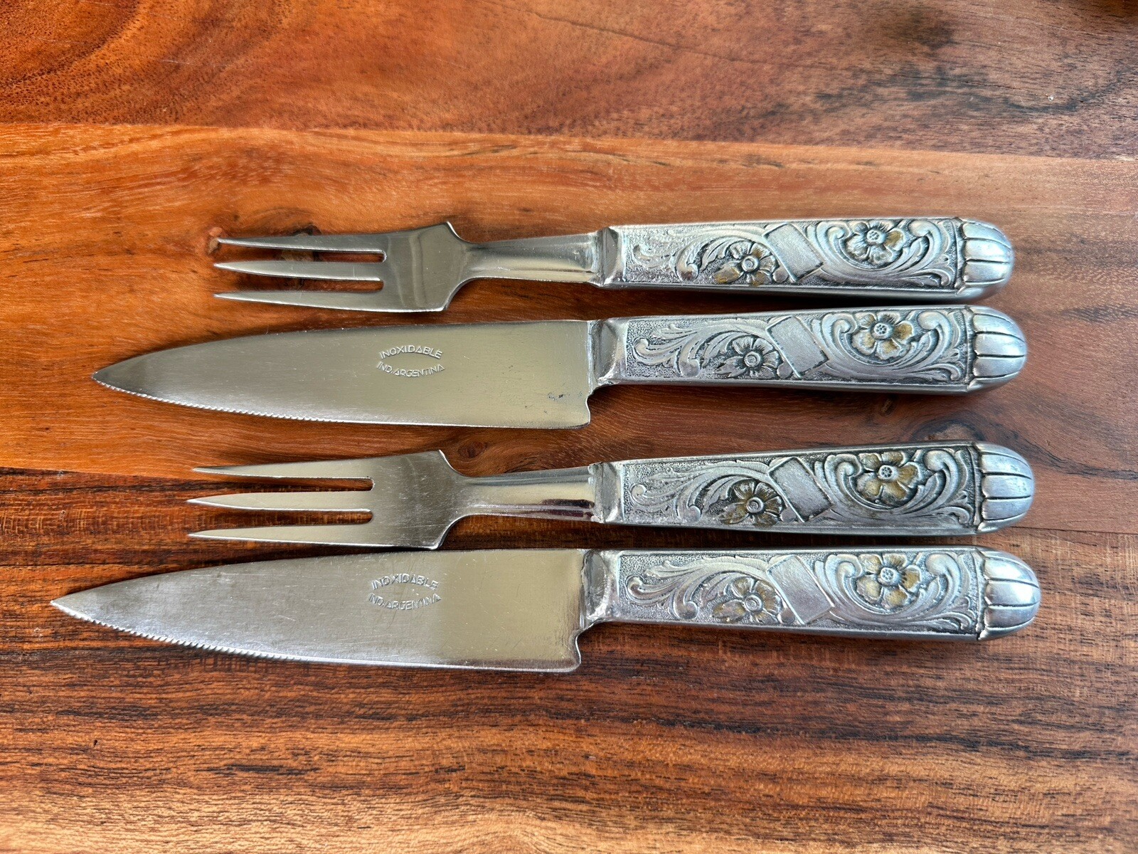 Vintage Argentinian Inoxidable Stainless Steel Silverware Flatware Set